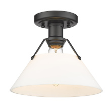 Golden 3306-FM BLK-OP - Yep by Golden Lighting Orwell 1-light Flush Mount in Matte Black and Opal Glass
